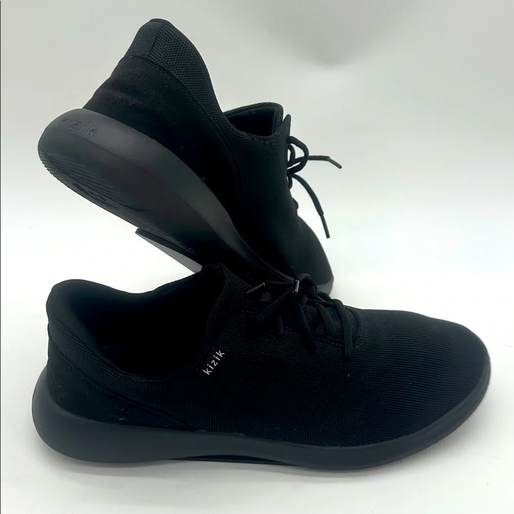 Kizik Men's Size 15W Madrid Eco Knit Triple Black Lace Up Sneakers